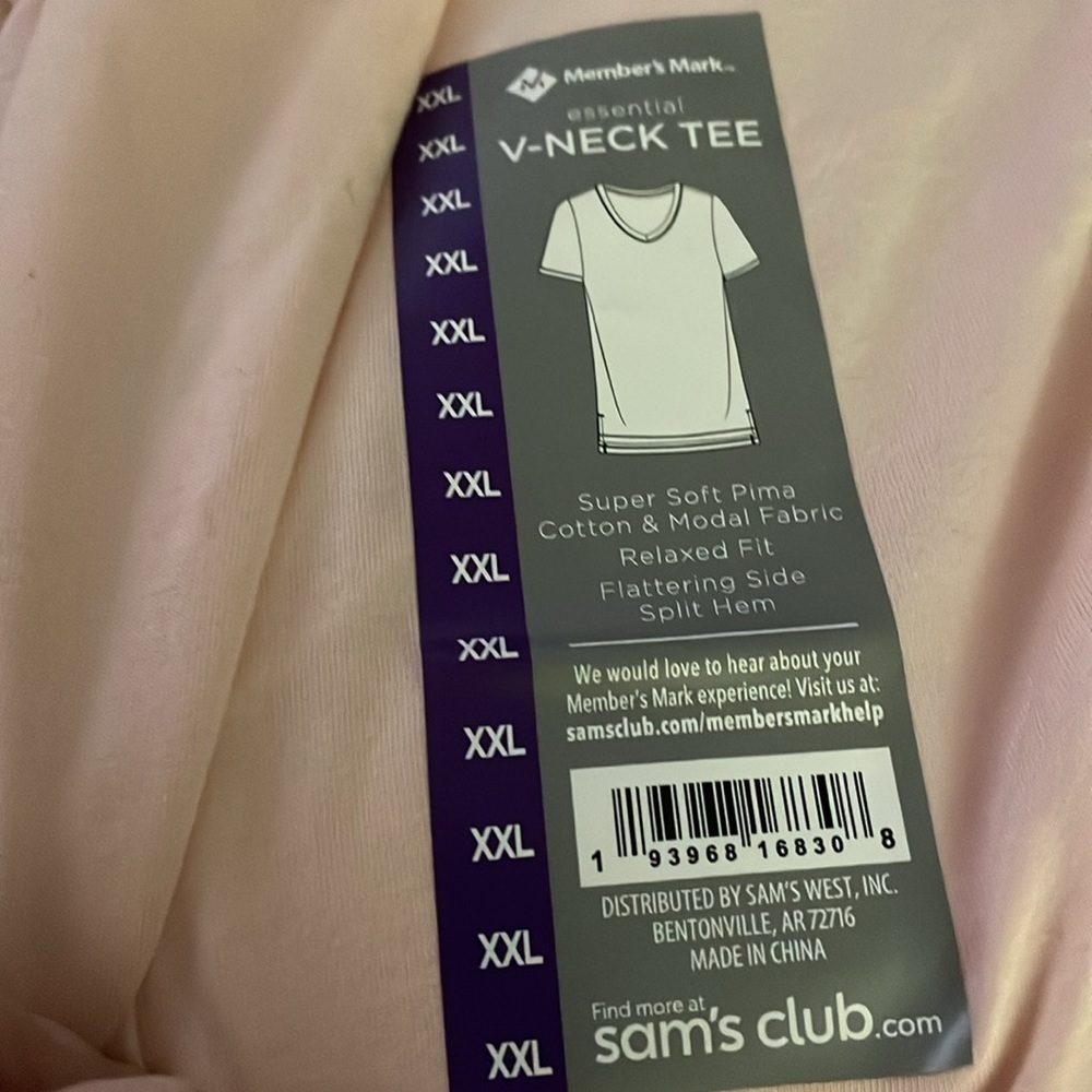 Member's Mark Ladies Short Sleeve V-Neck Tee Pink Quartz XXL NWT - Picture 5 of 5